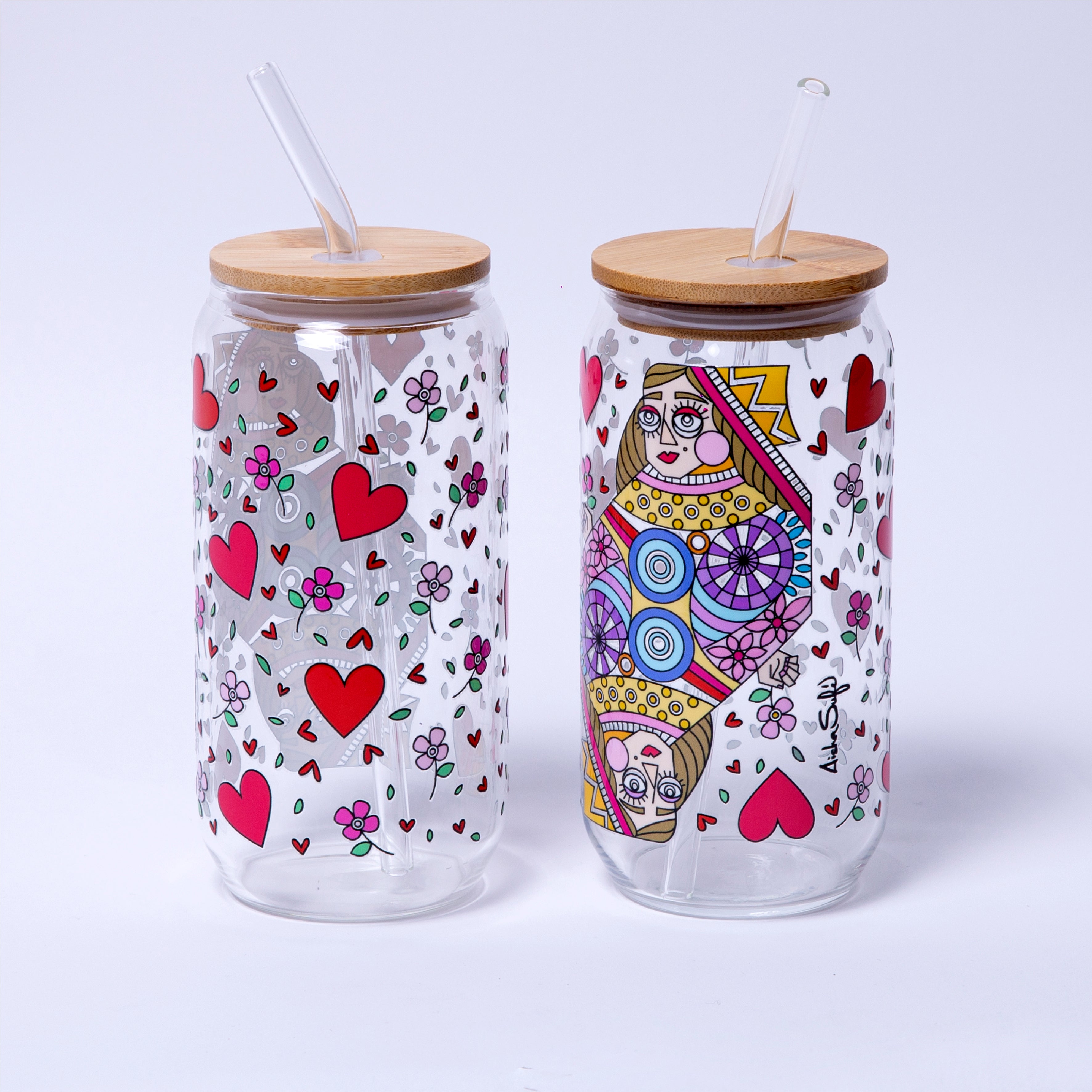 Vaso de vidrio Reina de Corazones