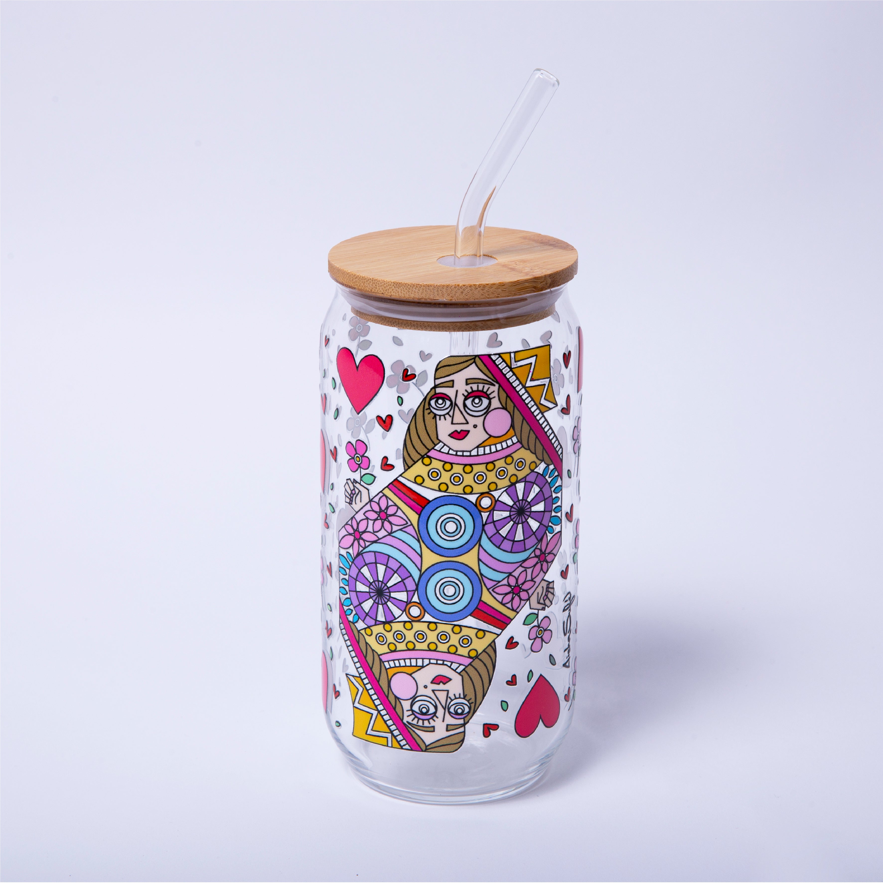 Vaso de vidrio Reina de Corazones