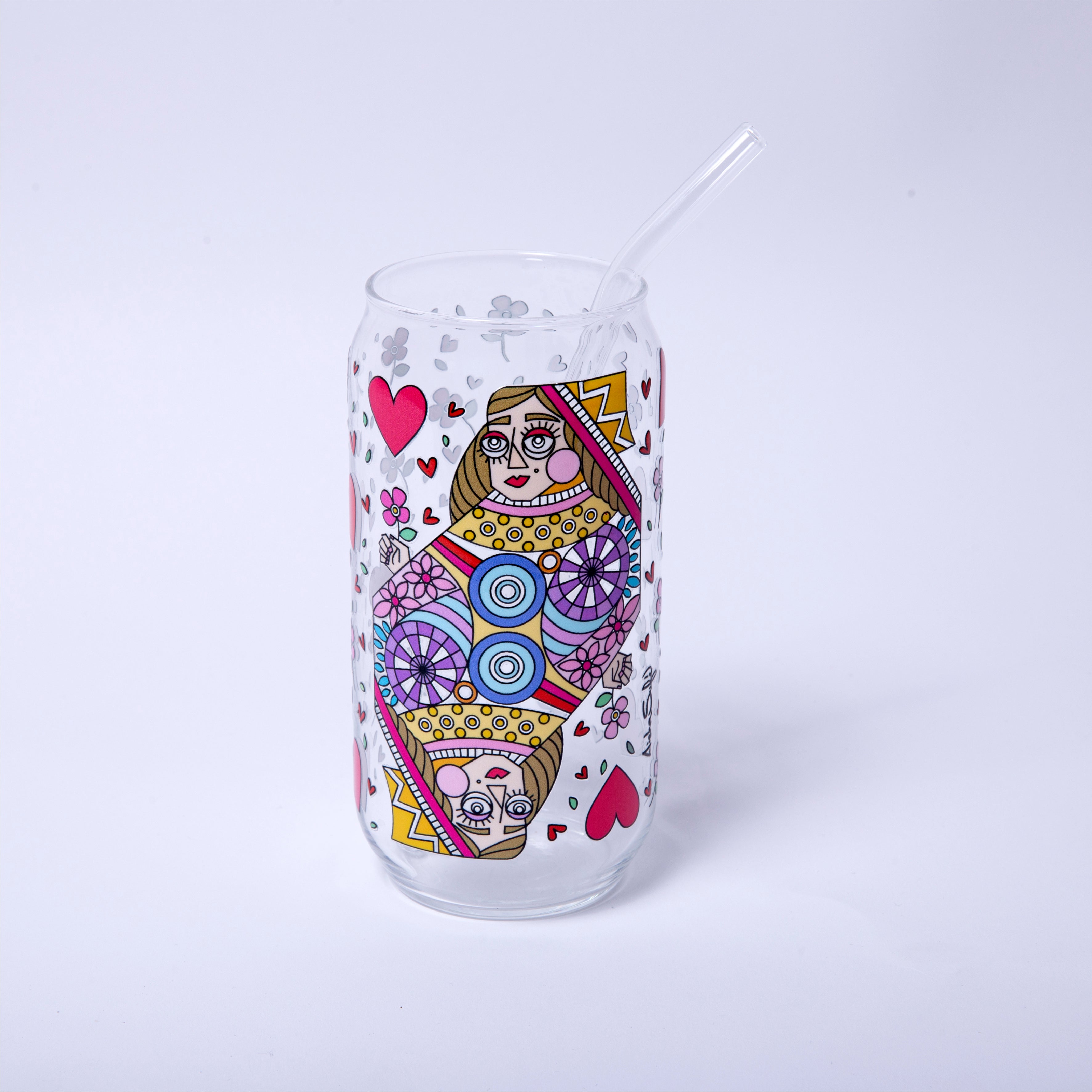 Vaso de vidrio Reina de Corazones