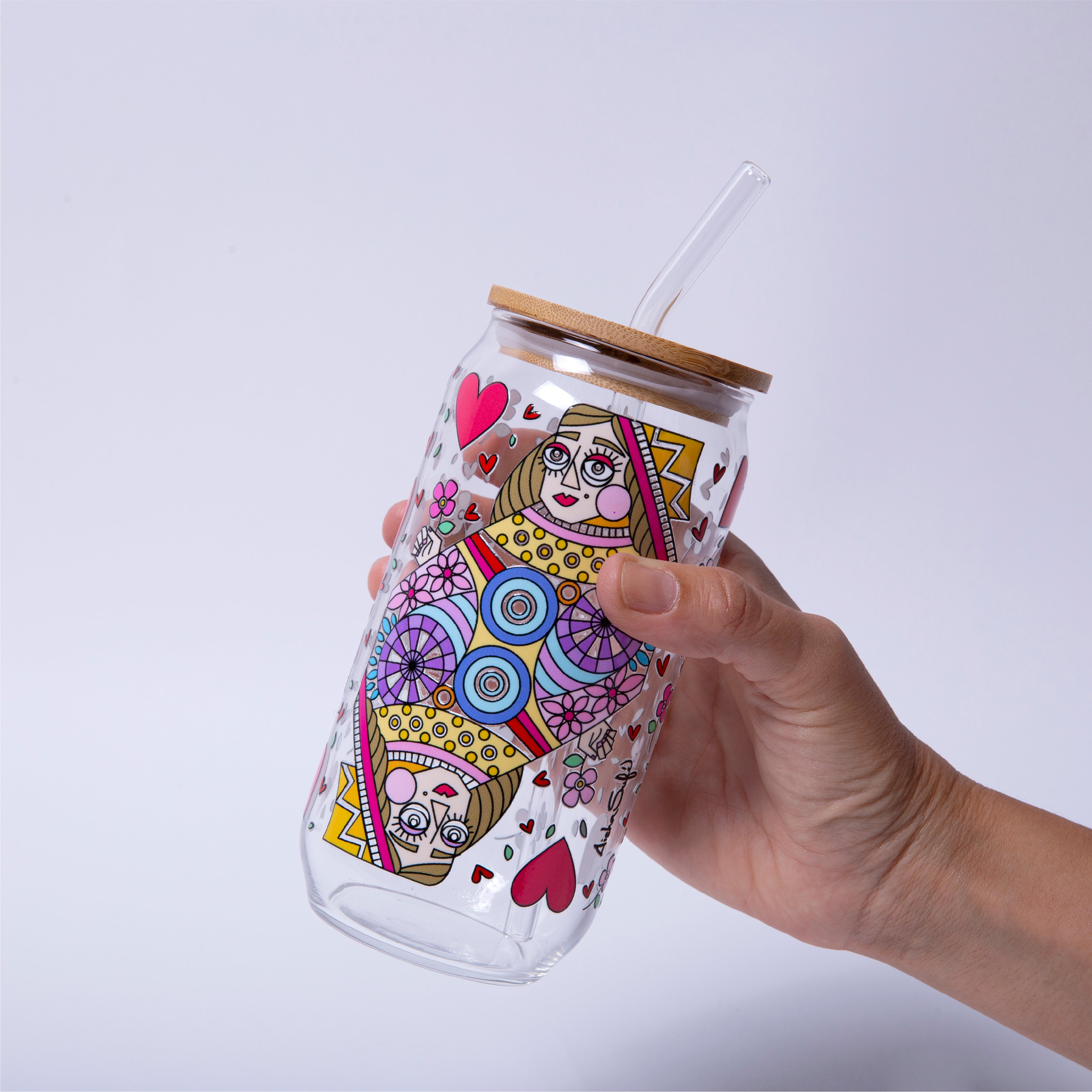 Vaso de vidrio Reina de Corazones